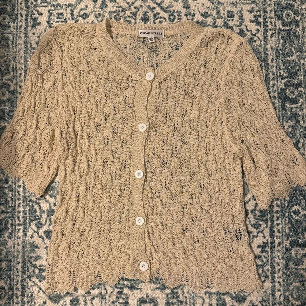 Oscar Street Crotchet Short Sleeve Sweater